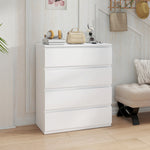 Commode 4 tiroirs, meuble de rangement épuré pour chambre, intérieur, 80 x 39 x 95 cm panneau de particules blanc