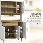 Armoire de cuisine meuble de rangement 4 portes 1 tiroir design scandinave 98 x 39 x 180 cm blanc et naturel