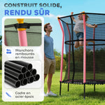 Trampoline pour enfant 1,22 x 1,11 x 1,9 m filet de sécurité porte zippée 6 poteaux rembourrés inclus rose noir