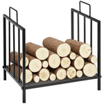 Range bûches Porte-bûches Etagère porte bois de cheminée charge max. 15 Kg dim. 44L x 33l x 46H cm métal époxy noir