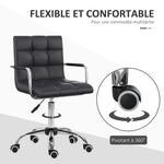 Chaise de bureau fauteuil manager pivotant hauteur réglable revêtement synthétique capitonné noir