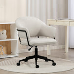 Chaise bureau ergonomique, fauteuil de bureau avec hauteur réglable, pivotant 360°, 63 x 65 x 83-92 cm, crème