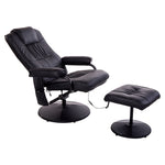 Elektrische, draaibare en verstelbare massage- en relaxfauteuil met voetensteun, bekleed met zwart kunstleer