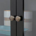 Buffet meuble cuisine rangement armoire de cuisine 4 portes dont 2 portes vitrées et 1 tiroir étagères réglables - noir