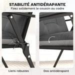 Lot de 4 coussins pour chaises de terrasse, résistants à l'eau, antidérapants, avec liens, 112x53cm, Gris Foncé