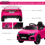 Voiture électrique enfants sous licence Audi RS Q8, véhicule électrique avec télécommande, USB, Bluetooth, rose