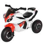 Porteur Enfants Moto de Course Effets musicaux et Lumineux Coffre Rangement Rouge Blanc