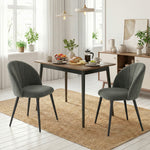 Lot de 2 chaises de salle à manger, chaises de cuisine rembourrées sans accoudoirs, pieds en acier, 52x55x79cm, gris