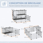Cage parc enclos rongeurs modulable dim. L 111 x l 75 x H 119 cm 3 niveaux 4 portes fil métallique noir