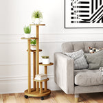 Étagère à plantes en bambou étagères rondes à fleurs support de pots de fleurs 5 niveaux bois naturel