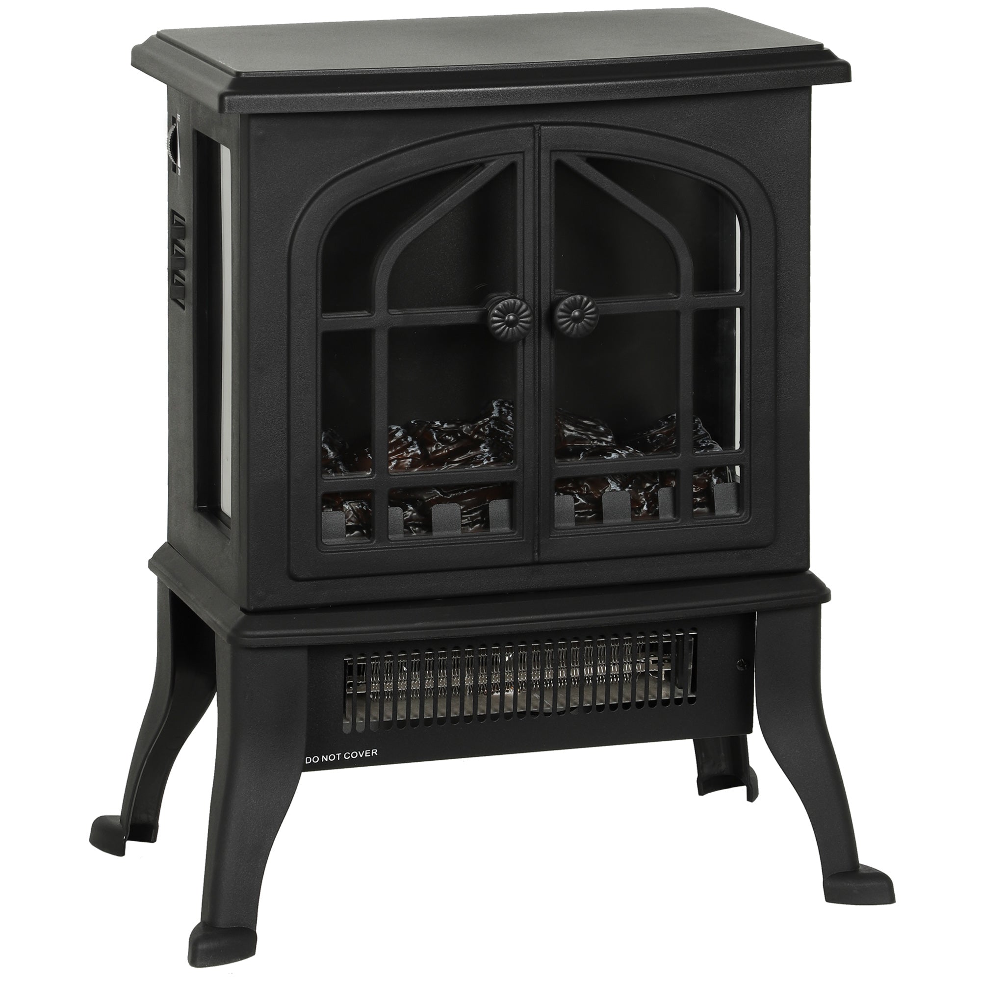 Cheminée électrique avec effet flamme 3D, 1800/900 W, fausse cheminée décorative, thermostat réglable, 39x24x48cm, noir-0