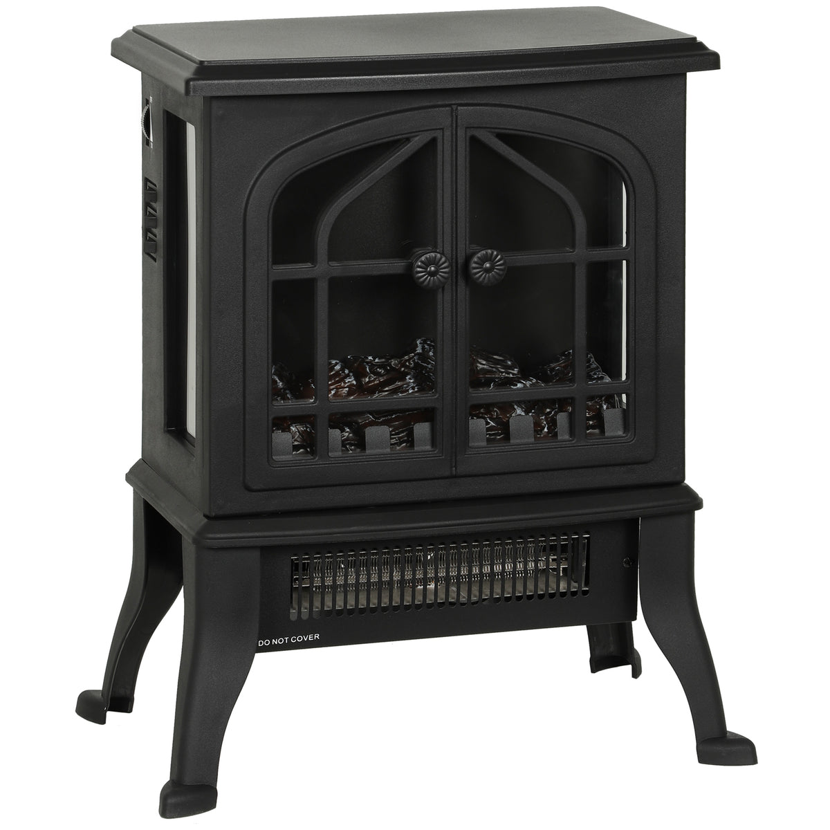 Cheminée électrique avec effet flamme 3D, 1800/900 W, fausse cheminée décorative, thermostat réglable, 39x24x48cm, noir-0