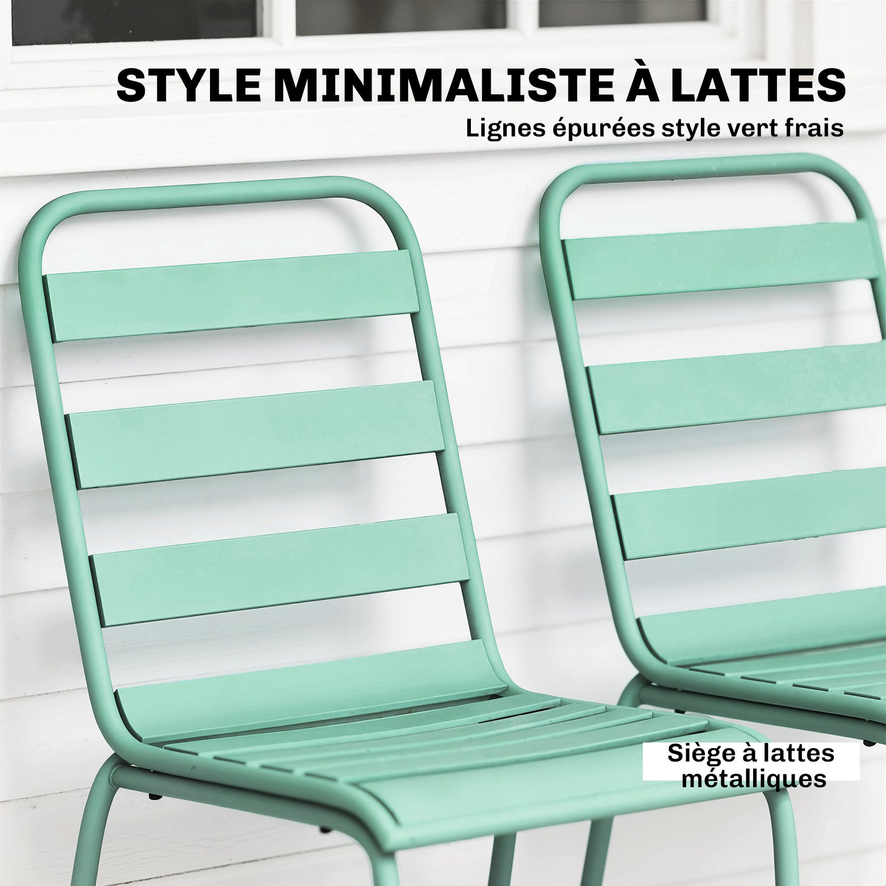 Lot de 2 Chaises de Jardin Empilables en Métal pour Terrasse, Balcon, Jardin, Vert