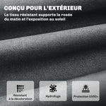 Coussin Bain de Soleil Chaise Longue en Mousse à Mémoire avec Sangles, Protection UV50+, 198x65x13cm, Gris foncé