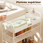 Chariot de rangement à 4 niveaux, desserte à roulettes, 3 paniers coulissants, panier supérieur 19 x 43,2 x 80 cm blanc-4