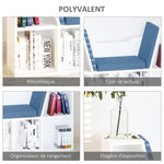 Bibliothèque banc 2 en 1 avec coussins de siège, étagère cube 6 compartiments ouverts et 2 niveaux, meuble de rangement pour salon, chambre à coucher, bureau, 102 x 30 x 61 cm, bleu