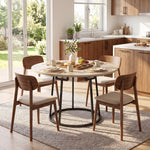 Table à Manger Ronde pour 4 à 6 Personnes, Ø 120 x 75 cm, Table de Cuisine avec Piétement Conique en Métal, Bois Naturel
