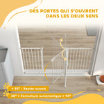 Barrière de sécurité animaux porte fermeture automatique système de double verrouillage sans perçage 3 extensions blanc