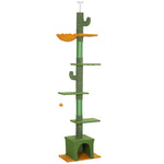 Arbre à chat, hauteur 275cm, 6 niveaux pour chat d'intérieur, du sol au plafond, avec plate-formes, niche, hamac, vert