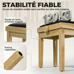Banc de Piano, Tabouret Piano Réglable en Hauteur 45-56 cm, Banc de Clavier, Siège Rembourré en Velours, Bois Naturel