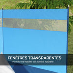 Paravent brise-vent de camping portable pliable avec sac de transport et poteaux en acier dim. 440 cm x 140 cm bleu