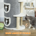 Tour pour chat à 4 niveaux arbre à chat stable avec griffoirs en sisal et bord en peluche 2 plateformes 50x36x101cm gris