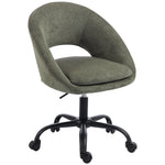 Sedia da ufficio ergonomica in ciniglia, altezza regolabile, braccioli integrati, girevole a 360°, 59x60x79-89 cm, verde scuro