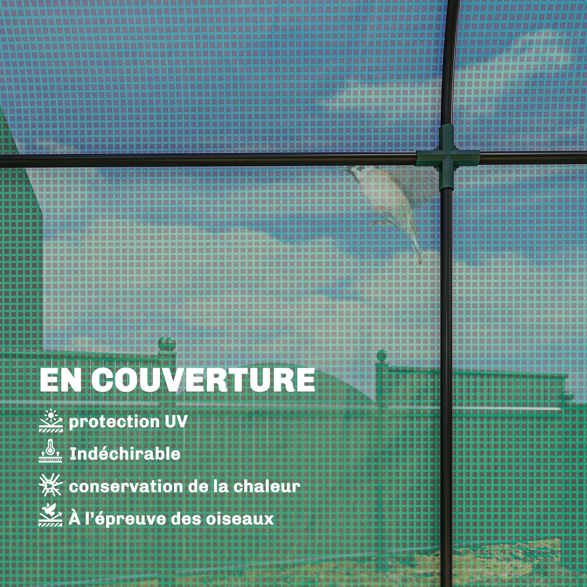 Serre de Jardin, Petite Serre de Balcon en Bâche PE et Châssis Acier, Porte Roulante et Fenêtres 170 x 68 x 200 cm, Vert
