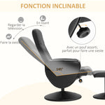 Fauteuil relax avec repose-pied fauteuil de relaxation relaxant pivotant 360° et dossier inclinable pour TV