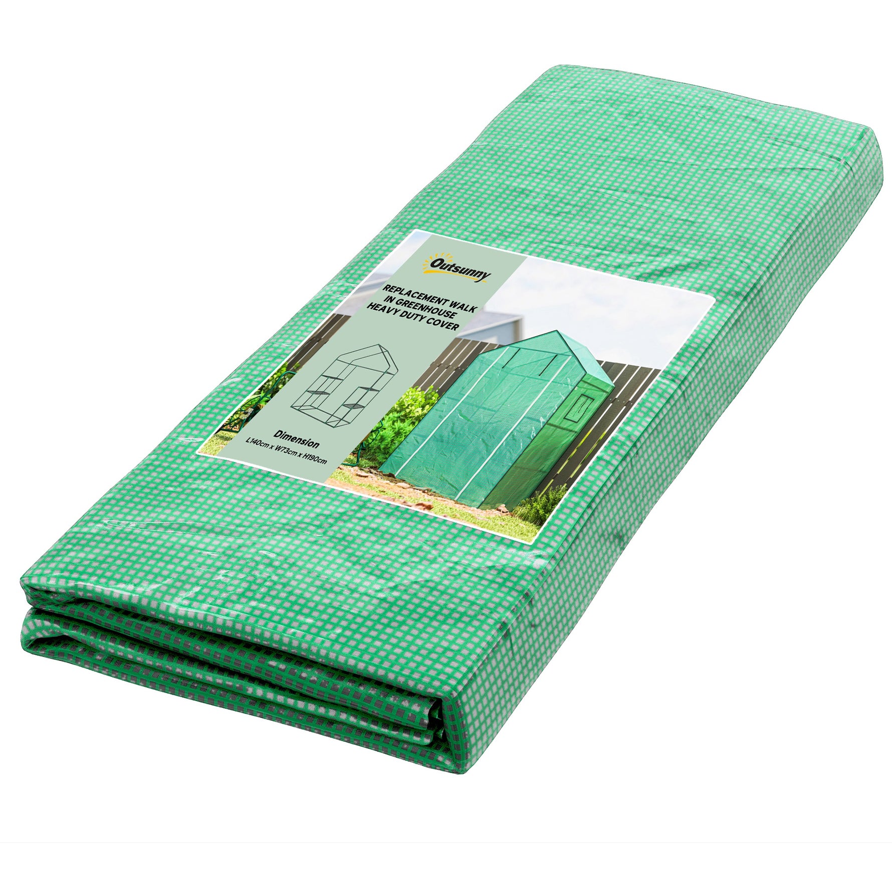 Bâche de remplacement pour serre de jardin 140 x 73 x 190 cm avec fenêtre, porte anti-UV pour le jardin - Vert