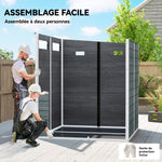 Abri de Jardin Cabanon de Stockage Plancher Structure Aluminium 3 Fenêtres 2 Aérations 182x182x183cm Gris Effet Bois