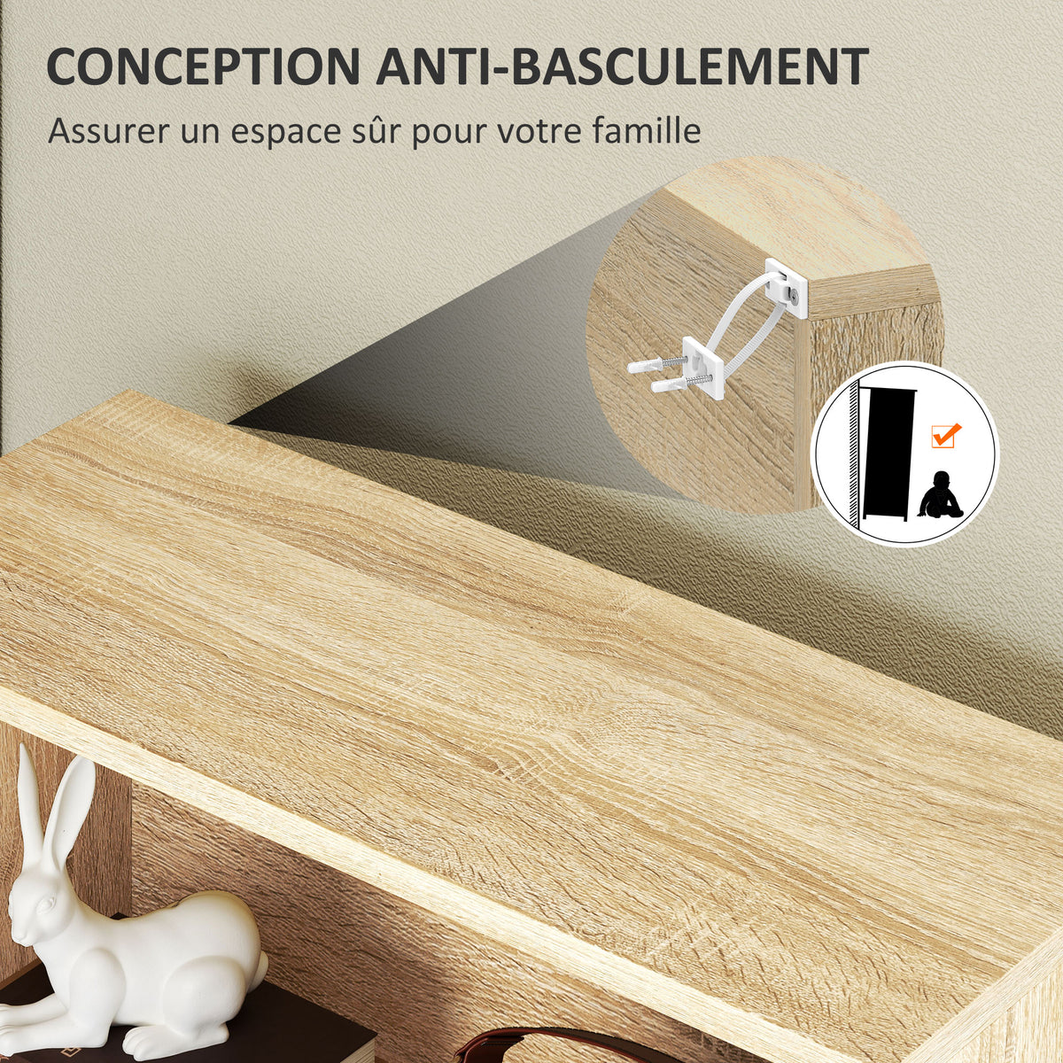 Bibliothèque étagère de rangement 5 niveaux avec étagères réglables pour salon, chambre, bureau, 60x24x133,5cm, naturel