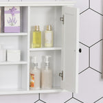 Armoire Murale de Salle de Bain Meuble Suspendu WC Placard 1 Porte 3 niches dim. 53L x 14,5l x 50,5H cm en bois Blanc