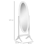 Miroir à Pied Ovale Style Shabby Chic Inclinaison réglable dim. 48L x 46l x 147H cm MDF Blanc