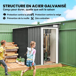 Tuinhuis 2,81 m² met Fundering, Aanbouw Gereedschapsschuur van Gegalvaniseerd Staal, 154x206,5x181cm, Lichtgrijs