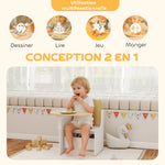 Scrivania e sedia per bambini con contenitore, set tavolo attività 2-in-1 per disegno, lettura e giochi, bianco