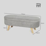 Banc banquette bout de lit coffre de rangement 2 en 1 en tissu avec pieds en bois 110l x 40P x 43H cm gris clair