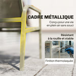 Salon de Jardin Ensemble de Terrasse avec Canapé 2 Places, 2 Fauteuils et Table Basse en Verre Trempé 4 Pièces Vert