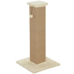 Griffoir pour chat poteau griffoir chat en sisal et peluche, boule suspendue base stable 41 x 41 x 81 cm beige