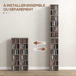 Lot de 2 étagères colonnes armoire de rangement CD-DVD 12 compartiments 21 x 22,5 x 88,5 cm capacité 204 CD gris foncé