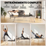 Máquina Reformer de Pilates Plegable Sistema Híbrido 4 Resortes & 5 Cuerdas Silencioso Acero 195 x 56 x 88 cm Blanco