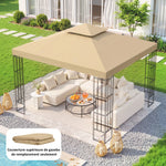 Toit de Remplacement pour pavillon de Jardin Toile de Rechange pour pavillon tonnelle Tente 3 x 3 m Beige