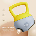 Kettlebell 10kg haltère avec poignée antidérapante pour fitness musculation cardio, gris et jaune