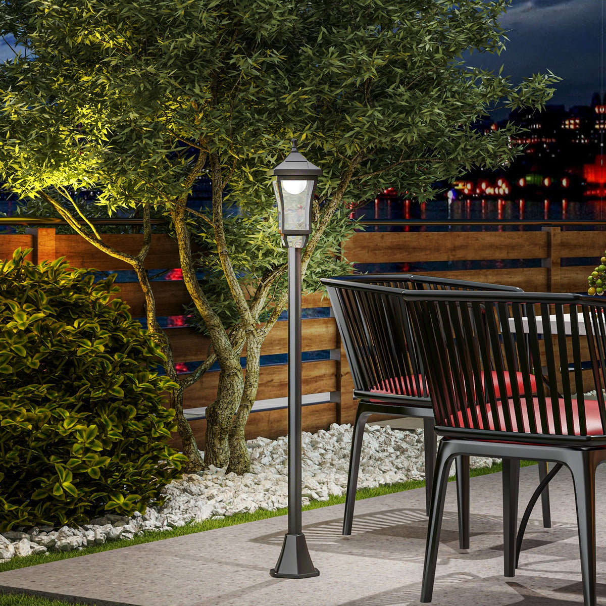 Luminaire extérieur lampadaire sur pied solaire lampadaire lanterne classique LED 30 Lm 15 x 15 x 127 cm noir