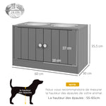 Gamelles Chiens Surélevées Gamelle Double Chien Chat Porte-Gamelles 2L Acier Inox 60 x 30 x 35,5 cm Gris