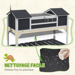 Maison tortue terrestre extérieure enclos tortue 2 niches support de lampe réglable bois massif 122 x 56,5 x 93 cm gris