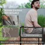 Salon de jardin extérieur en résine tressée 8 places avec coussins et plateau en verre trempé, gris