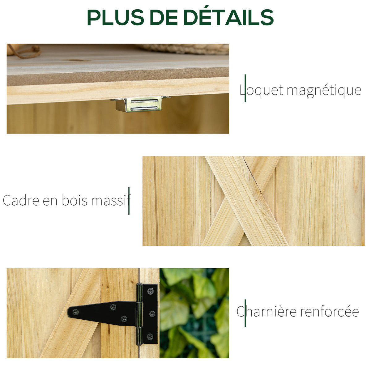 Armoire de jardin armoire de rangement de jardin plateau en métal galvanisé en bois massif 80 x 45 x 92 cm bois naturel
