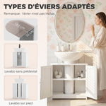 Meuble salle de bain sous lavabo - meuble sous-vasque - placard 2 portes avec étagère - dim. 60L x 30l x 60H cm - en bois blanc