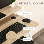 Bureau Informatique Table Ordinateur d'étude dim. 84L x 45l x 85H cm Style Simple en Bois chêne Clair Blanc